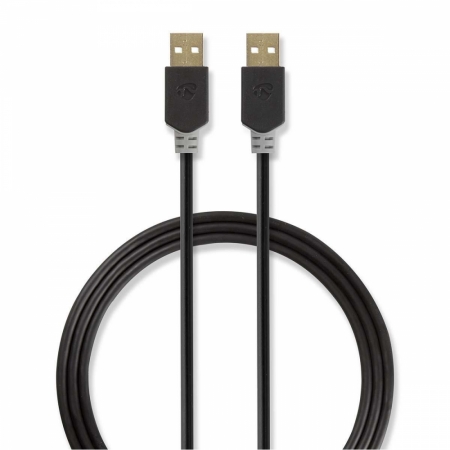 Nedis USB-A-Stecker auf USB-A-Stecker, 2 m in der Gruppe Heim-Audio / Kabel / Digitalkabel bei BRL (176CCBW60000AT20)