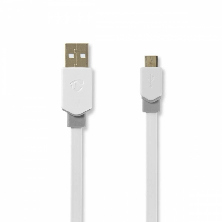Nedis USB 2.0 USB-A-Stecker auf Micro-USB-Stecker, 1 m. Weiß, flach in der Gruppe Car-HiFi / Smartphone im Auto / Smartphone-Zubehör bei BRL (176CCBW60500WT10)