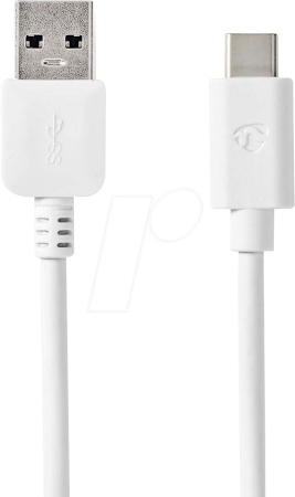 NEDIS CCGW61600WT10 USB-A-auf-USB-C-Kabel, weiß, 1 Meter in der Gruppe Heim-Audio / Kabel / Digitalkabel bei BRL (176CCGW61600WT10)