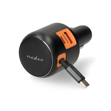 Nedis Kfz-Ladegerät mit ausziehbarem USB-C-Kabel und USB-A/C-Ausgängen in der Gruppe Car-HiFi / Smartphone im Auto / Smartphone-Zubehör bei BRL (176CCH1C1A60WBK)