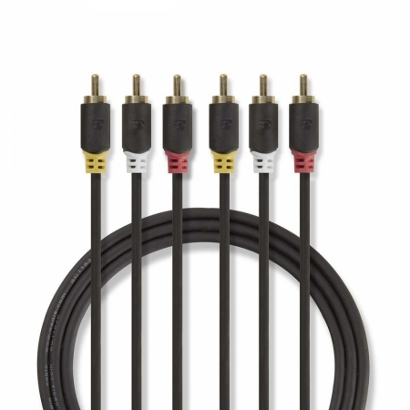 Nedis Videokabel, 3x RCA-Stecker auf 3x RCA-Stecker, 2m in der Gruppe Heim-Audio / Kabel / Analogkabel bei BRL (176CVBW24300AT20)
