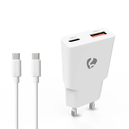 Nedis Wandladegerät mit USB-C-Kabel 20 W 1x USB-C 1x USB-A, weiß in der Gruppe Neuheiten bei BRL (176WCHA20WTUC)