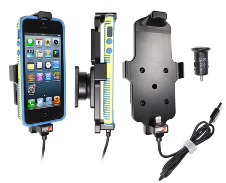 Brodit Aktivhalterung mit USB-Kabel und Zigarettenanzünder-Adapter, Apple iPhone 5/5C/5S/SE in der Gruppe Car-HiFi / Smartphone im Auto / Handyhalterungen bei BRL (240521500)