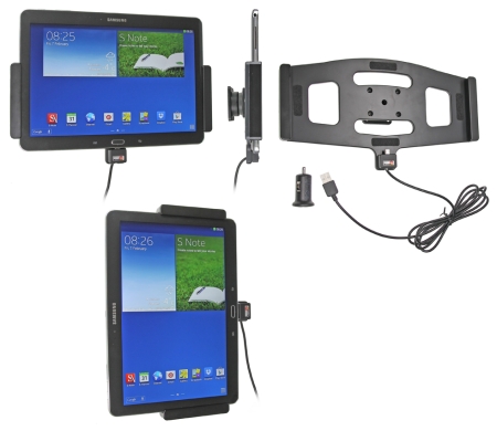 Brodit Aktivhalterung mit USB-Kabel und Zigarettenanzünder-Adapter, Samsung Galaxy Note 10.1 (2014 Edition) SM-P6000/SM-P6050 in der Gruppe Car-HiFi / Smartphone im Auto / Handyhalterungen bei BRL (240521598)