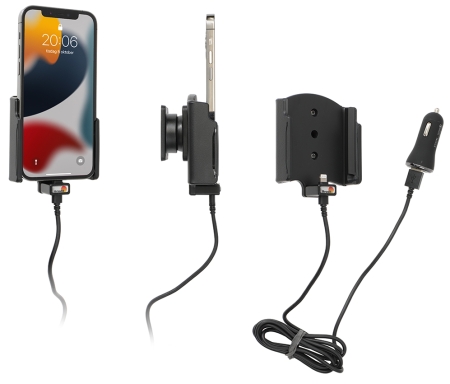 Brodit Aktivhalterung mit USB-Kabel und Zigarettenanzünder-Adapter, Apple iPhone 13/13 Pro/14/14 Pro in der Gruppe Car-HiFi / Smartphone im Auto / Handyhalterungen bei BRL (240721276)