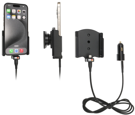Brodit Aktivhalterung mit USB-Kabel und Zigarettenanzünder-Adapter, Apple iPhone 15/15 Pro in der Gruppe Car-HiFi / Smartphone im Auto / Handyhalterungen bei BRL (240721369)