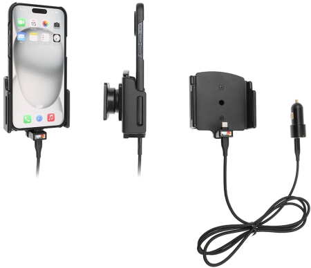 Brodit Aktivhalterung mit USB-Kabel und Zigarettenanzünder-Adapter, Apple iPhone 15 Plus/15 Pro Max/16 Plus/16 Pro Max in der Gruppe Car-HiFi / Smartphone im Auto / Handyhalterungen bei BRL (240721371)