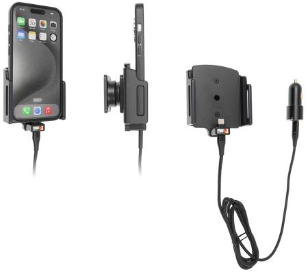 Brodit Aktivhalterung mit USB-Kabel und Zigarettenanzünder-Adapter, Apple iPhone 15/15 Pro/16/16 Pro/16e in der Gruppe Car-HiFi / Smartphone im Auto / Handyhalterungen bei BRL (240721376)