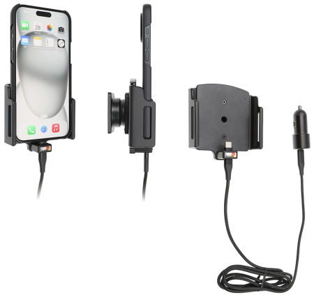 Brodit Aktivhalterung mit USB-Kabel und Zigarettenanzünder-Adapter, Apple iPhone 15 Plus/15 Pro Max/16 Plus/16 Pro Max in der Gruppe Car-HiFi / Smartphone im Auto / Handyhalterungen bei BRL (240721377)