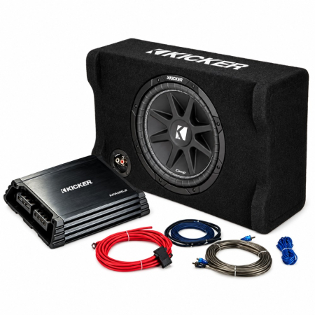 Kicker KickPack KKPDF212, Basspaket mit geschlossenem, nach unten abstrahlendem 12-Zoll-Subwoofergehäuse, Verstärker und Verkabelung in der Gruppe Bundles / Paket für das Auto / Basspakete bei BRL (41049KKPDF212)