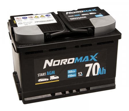 Nordmax AGM-Batterie, 70Ah / 12V in der Gruppe Car-HiFi / Zubehör / Batterien bei BRL (414NM096AGM)