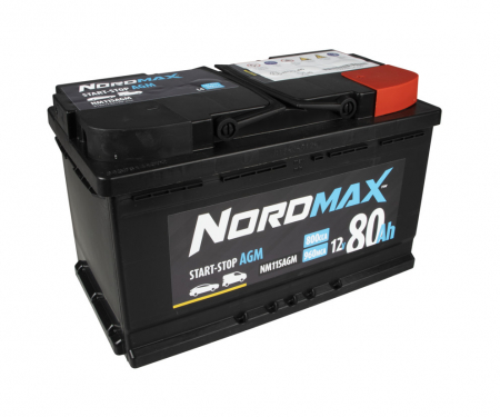 Nordmax AGM-Batterie, 80Ah / 12V in der Gruppe Car-HiFi / Zubehör / Batterien bei BRL (414NM115AGM)