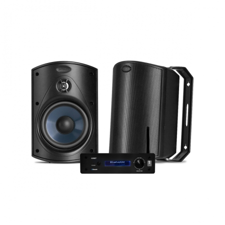 System One A50BT und Polk Audio Atrium 4 schwarze Außenlautsprecher, Stereo-Paket in der Gruppe Bundles / Heimpakete / Stereo-Sets bei BRL (SETATRIUM4PKT1)