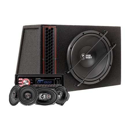 Bass Habit PL112A Komplettpaket mit DMR10BT und Rebel-Lautsprechern in der Gruppe Bundles / Paket für das Auto / Komplettpakete bei BRL (SETDMR10BTPKT1)