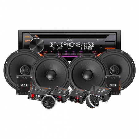 JVC KD-T922BT & GAS MAX K2/X2 Front- und Hecksystem, Car-Audio-Paket in der Gruppe Bundles / Paket für das Auto / Autoradio-Sets bei BRL (SETKDT922BTK2)