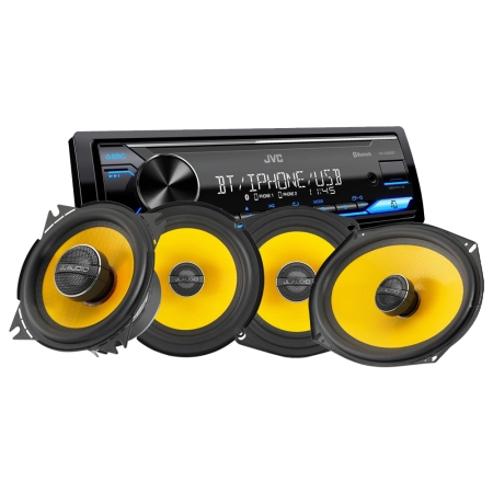 JVC KD-X382BT mit JL Audio C1-Koaxiallautsprechern, Car-Audio-Paket in der Gruppe Bundles / Paket für das Auto / Autoradio-Sets bei BRL (SETKDX382BTC1)