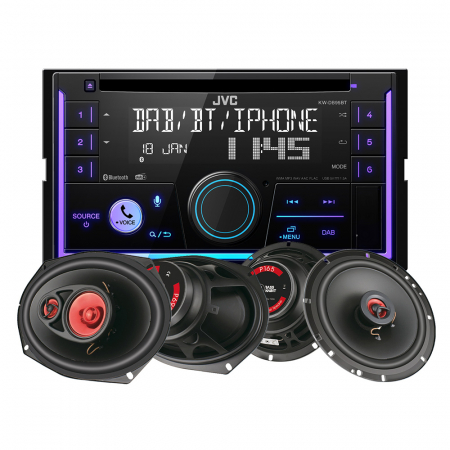 JVC KW-DB95BT & Bass Habit Play-Lautsprecher, Car-Audio-Paket in der Gruppe Bundles / Paket für das Auto / Autoradio-Sets bei BRL (SETKWDB95BTPLAY)