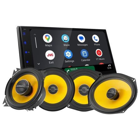 JVC KW-M695DBW mit JL Audio C1-Koaxiallautsprechern, Car-Audio-Paket in der Gruppe Bundles / Paket für das Auto / Autoradio-Sets bei BRL (SETKWM695DBWC1)
