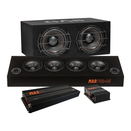 GAS MAX B1-212 Raggarpaket mit MAD PB2-48 und Verstärker in der Gruppe Bundles / Paket für das Auto / Raggar-Paket bei BRL (SETMAXB1212PKT4)