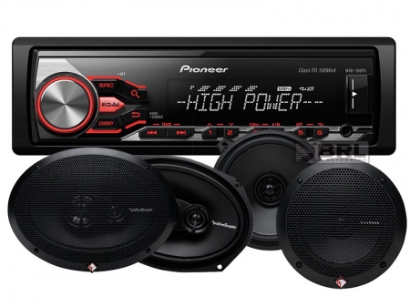 Pioneer MVH-280FD & Rockford Fosgate Prime-Lautsprecher in der Gruppe Bundles / Paket für das Auto / Autoradio-Sets bei BRL (SETMVH280FDPRIME)