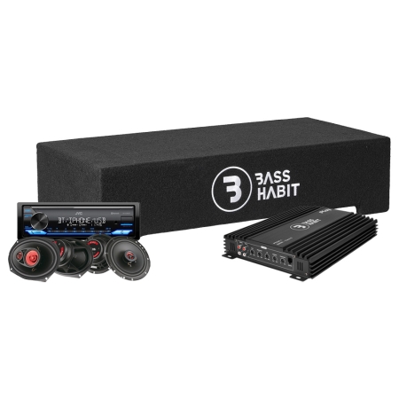 Bass Habit PL2212SR mit JVC KD-X382BT, Komplettpaket in der Gruppe Bundles / Paket für das Auto / Komplettpakete bei BRL (SETPL2212SRPKT3)