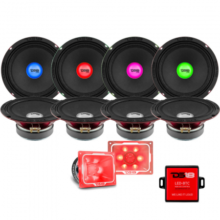 8er-Pack DS18 PRO-X8.4RGBCAP mit PRO-TW5L, SPL-Kit mit RGB-LED-Beleuchtung in der Gruppe Bundles / Paket für das Auto / SPL-Lautsprecherpakete bei BRL (SETPROX84RGBCAPPKT1)
