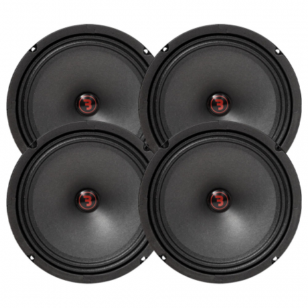 4er-Pack Bass Habit Rebel SR200M, 8-Zoll-Mitteltöner in der Gruppe Bundles / Paket für das Auto / SPL-Lautsprecherpakete bei BRL (SETSR200MX2)