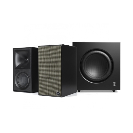 Klipsch The Fives mit Audio Pro SW-10, aktives 2.1-Lautsprecherpaket in Schwarz in der Gruppe Bundles / Heimpakete / Heim-Lautsprecherpakete bei BRL (SETTHEFIVESPKT5)