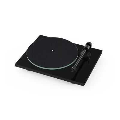 Pro-Ject T1 EVO Phono Plattenspieler mit OM10-Tonabnehmer, Hochglanzschwarz