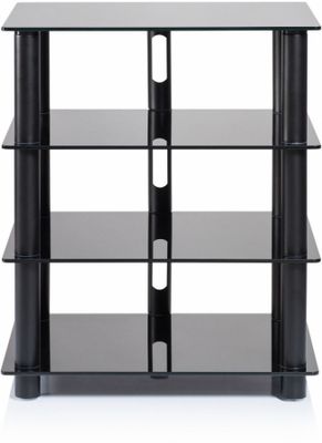 Norstone Epur 4, schwarzes HiFi-Rack mit schwarzen Glasböden