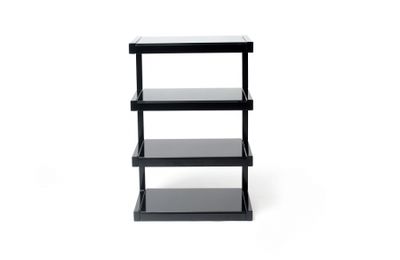 Norstone Esse Hifi, schwarzes Stereo-Rack mit schwarzen Böden