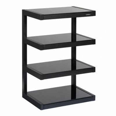 Norstone Esse Hifi, mattschwarzes Stereo-Rack mit schwarzen Böden