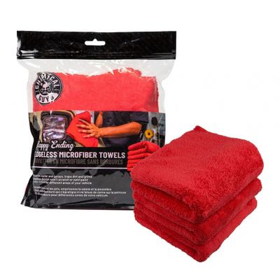 Chemical Guys Happy Ending Red Edgeless, 3er-Pack rotes Trockentuch
