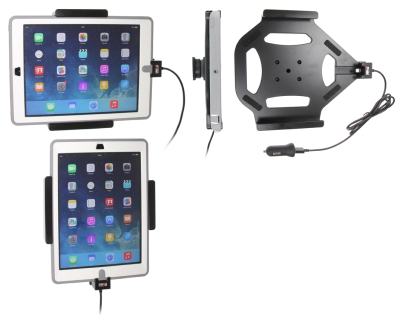 Brodit Aktivhalterung mit USB-Kabel und Zigarettenanzünder-Adapter, Apple iPad 5th Gen (A1822, A1823)/9.7 6th Gen (A1893, A1954)/9.7 New/Air (A1474, A1475, A1476)