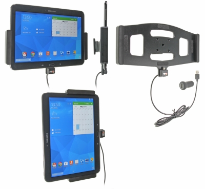 Brodit Aktivhalterung mit USB-Kabel und Zigarettenanzünder-Adapter, Samsung Galaxy Tab 4 10.1 SM-T530/SM-T531/SM-T535
