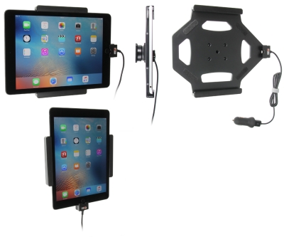 Brodit Aktivhalterung mit USB-Kabel und Zigarettenanzünder-Adapter, Apple iPad Air 2 (A1566, A1567)/Pro 9.7 (A1673, A1674, A1675)
