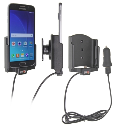 Brodit Aktivhalterung mit USB-Kabel und Zigarettenanzünder-Adapter, Samsung Galaxy S6