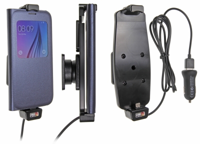Brodit Aktivhalterung mit USB-Kabel und Zigarettenanzünder-Adapter, Samsung Galaxy S6/S6 edge/S7