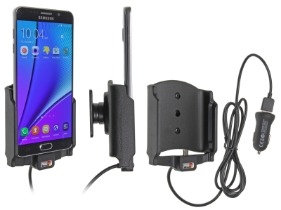 Brodit Aktivhalterung mit USB-Kabel und Zigarettenanzünder-Adapter, Samsung Galaxy Note 5