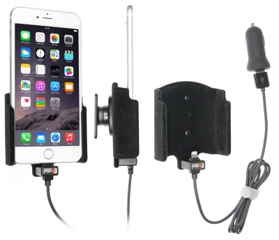 Brodit Aktivhalterung mit USB-Kabel und Zigarettenanzünder-Adapter, Apple iPhone 6S Plus/7 Plus/8 Plus/Xs Max