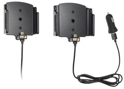 Brodit Aktivhalterung mit USB-Kabel und Zigarettenanzünder-Adapter, Samsung Galaxy S24 Ultra SM-S928B/DS/S24+ SM-S926B/DS/S25 Ultra/S25+