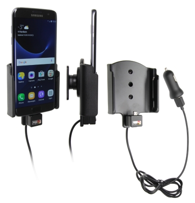 Brodit Aktivhalterung mit USB-Kabel und Zigarettenanzünder-Adapter, Samsung Galaxy S7 Edge
