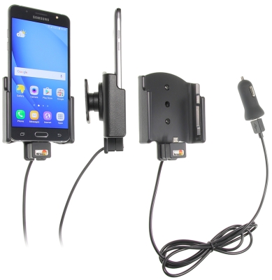 Brodit Aktivhalter mit USB-Kabel und Zigarettenanzünderadapter, Samsung Galaxy J5 (2016)