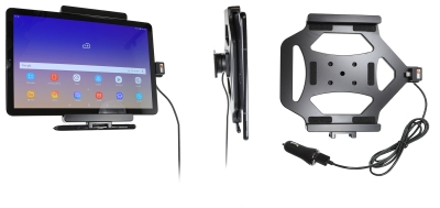 Brodit Aktivhalter mit USB-Kabel und Zigarettenanzünder-Adapter, Samsung Galaxy Tab S4 10.5 SM-T830/SM-T835