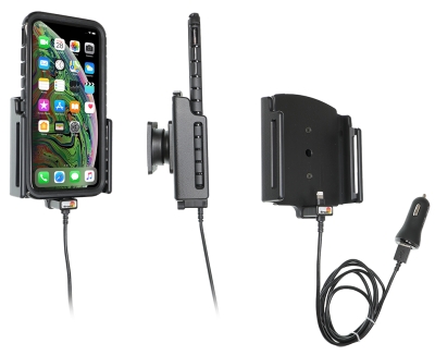 Brodit Aktivhalter mit USB-Kabel und Zigarettenanzünder-Adapter, Apple iPhone 11 Pro Max/Xs Max