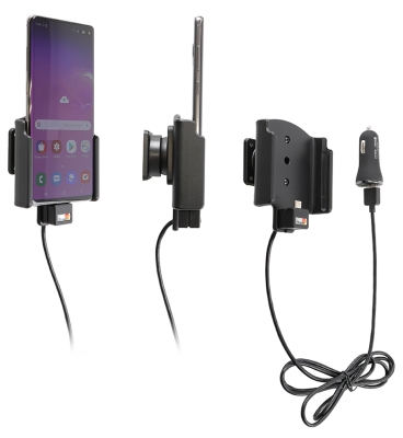 Brodit Aktivhalter mit USB-Kabel und Zigarettenanzünder-Adapter, Samsung Galaxy S10+
