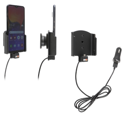 Brodit Aktivhalter mit USB-Kabel und Zigarettenanzünder-Adapter, Samsung Galaxy A10 (SM-A105)
