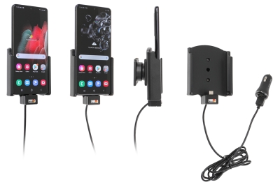 Brodit Aktivhalter mit USB-Kabel und Zigarettenanzünder-Adapter, Samsung Galaxy S20 Ultra 5G (SM-G988B)/S21 Ultra 5G SM-G9988/DS