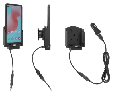 Brodit Aktivhalter mit USB-Kabel und Zigarettenanzünder-Adapter, Samsung Galaxy Xcover Pro SM-G715