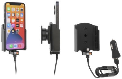 Brodit Aktivhalter mit USB-Kabel und Zigarettenanzünder-Adapter, Apple iPhone 12 Mini